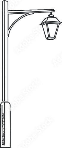 Illustration of a decorative street lamp post with lantern for urban lighting design.