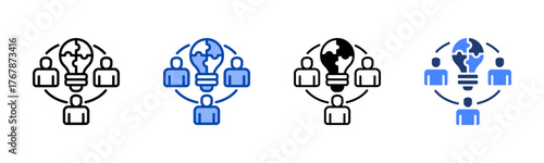 Collaboration icon set multiple style collection