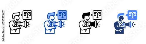 Advocacy icon set multiple style collection