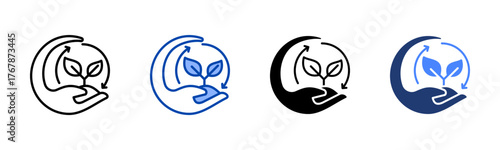 Sustainability icon set multiple style collection