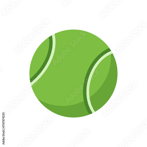 Green tennis ball icon in flat style for fitness app design