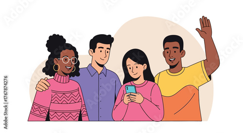 Diverse group of friends posing for a photo together.