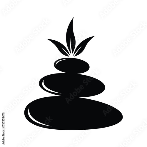 Zen stones with leaves symbol of relaxation meditation and harmony for spa and wellness