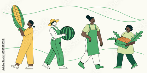 gardening agriculture community farming illustration sustainable cultivation diverse people urban garden organic horticulture green living