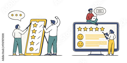 customer feedback online review rating system survey illustration user experience testimonial satisfaction quality evaluation digital