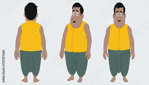 Indian village man cartoon character. moral stories for the best cartoon character.