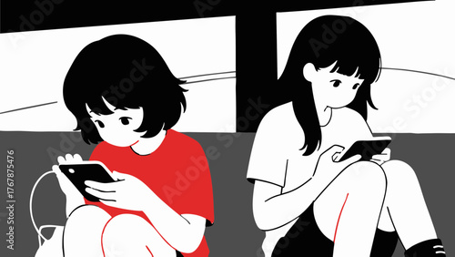 Young person happily using a smartphone. SNS. Communication.