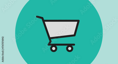 Simple shopping cart icon representing online commerce and retail.