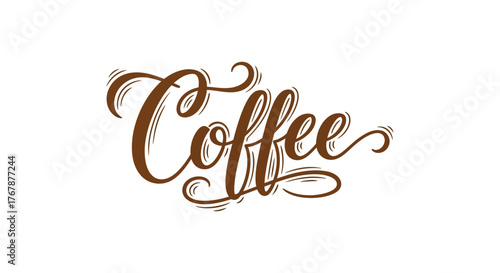 Elegant "Coffee" text in a stylish brown script font, perfect for cafe branding and beverage themes.