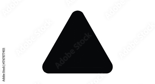 Simple black triangle shape with rounded corners on a white background