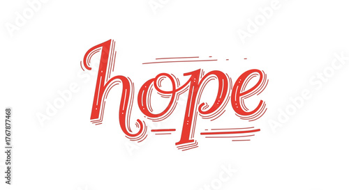 Inspiring red calligraphy word 'hope' on a clean white background, conveying optimism and positivity.