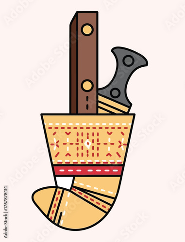 Traditional Sami Tool Icon illustration for Cultural Handicraft or Reindeer Herding