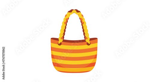 A vibrant striped beach bag with braided handles, perfect for summer outings and seaside adventures, presented on a clean white background.
