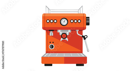Vibrant orange espresso machine illustration isolated on a white background, perfect for coffee-related projects.