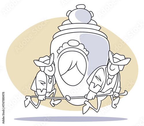 Servants are carrying Palanquin.