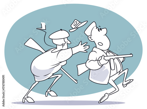 Cartoon Man with Pistol.