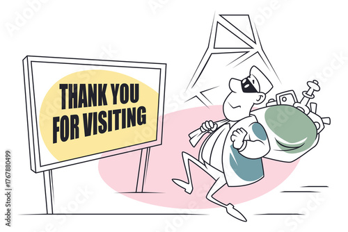 Robber runs away with loot.