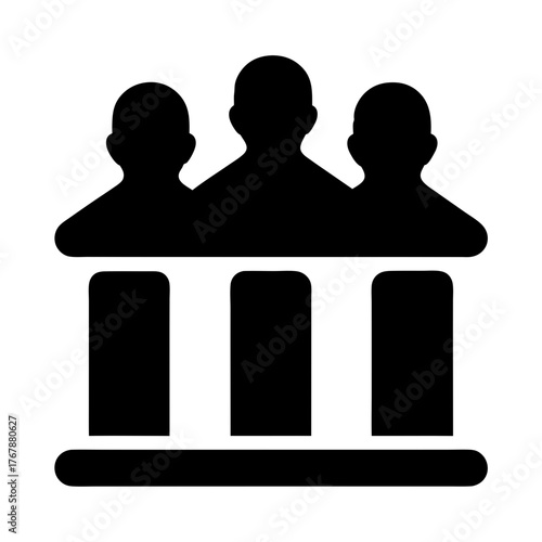Silhouette of Three Judges or Speakers at a Podium Tribunal Conference