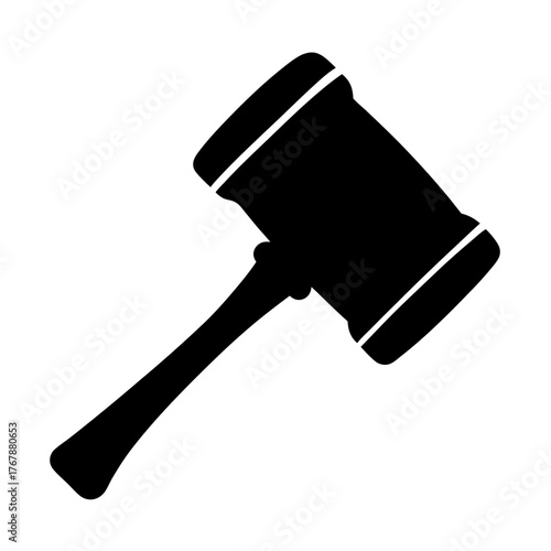 Black silhouette of a gavel, symbol of justice and law, court object