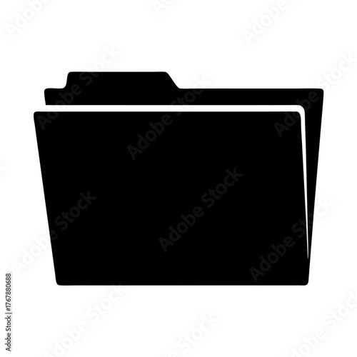 Black silhouette of file folder icon used for organizing digital documents