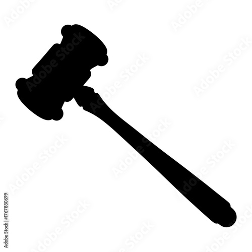 Silhouette of a Gavel Symbolizing Justice, Law, and Legal Proceedings for Judgement