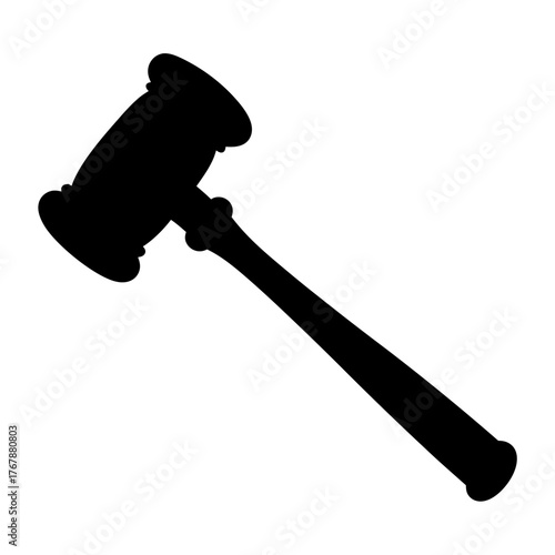Silhouette of a Gavel Representing Justice, Law, and Auction Bidding