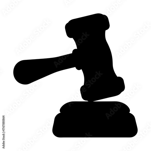 Silhouette of a gavel striking a sounding block used in legal settings