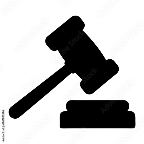 Simple Black and White Gavel Illustration Representing Justice and Legal Matters