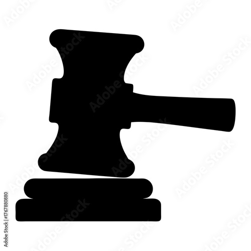 Silhouette of a gavel resting on its stand, representing law and order