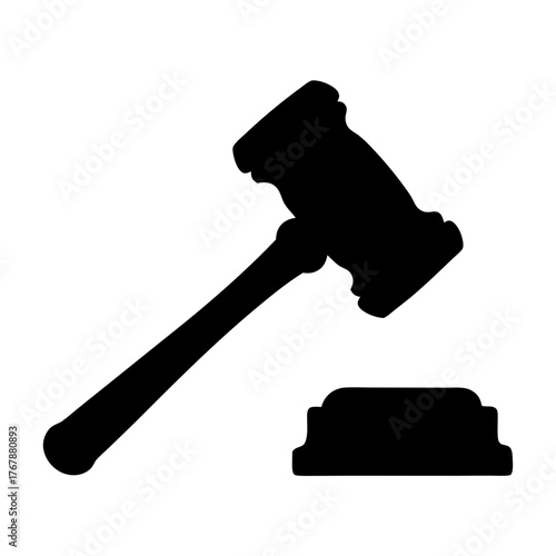 Silhouette of Gavel and Sounding Block Symbolizing Justice and Legal Authority