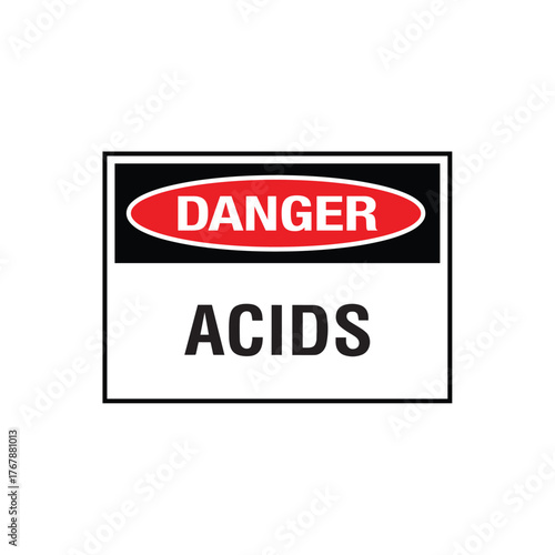 Danger Acids Sign: Mandatory Warning Banner for General Corrosive Chemical Hazard Warning