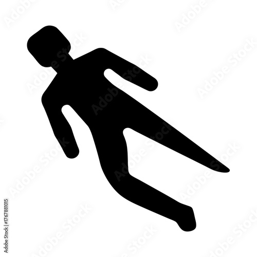 Minimalist Black Silhouette of a Person in Motion or Possibly Falling Down