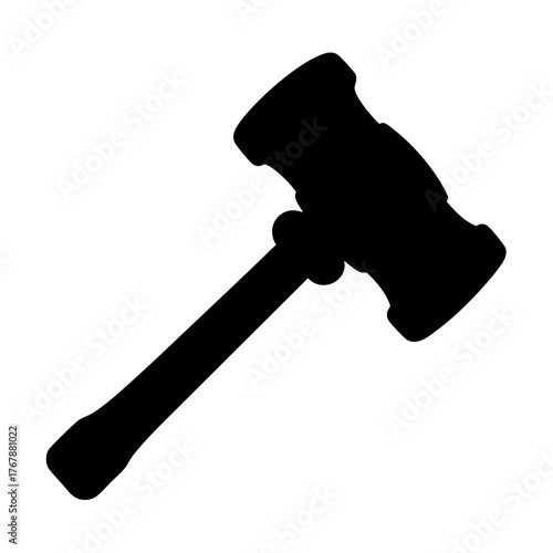 Isolated silhouette of a judge gavel, symbolizing law, order, and justice