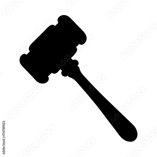 A striking silhouette of a gavel represents legal authority and justice.