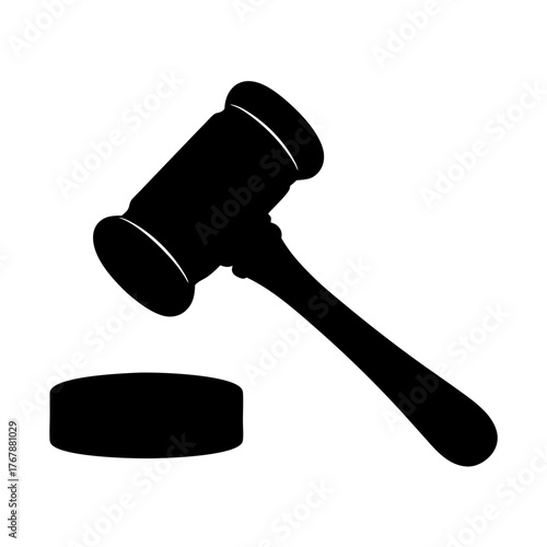 Silhouette Illustration of a Gavel and Sound Block for Court Justice