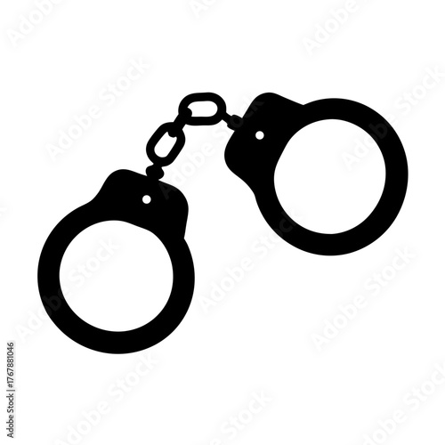 A Simple Black and White Illustration of a Pair of Handcuffs Linked Together