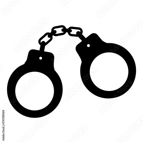 Silhouette of Handcuffs Connected by Chain, Symbolizing Crime or Restraint