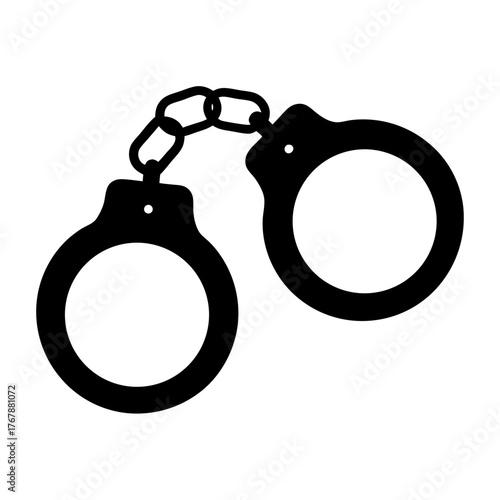 Black silhouette of handcuffs connected by a chain, symbolic of law enforcement