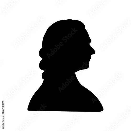 Silhouette of an individual in eighteenth century style, likely a statesman