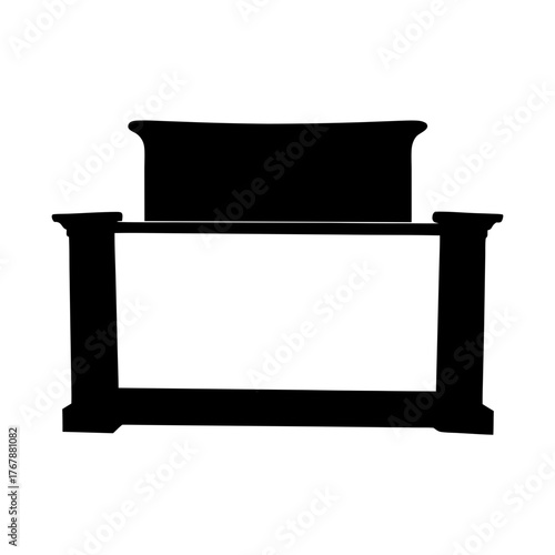 Silhouette illustration of vintage fireplace and mantelpiece with space for artwork