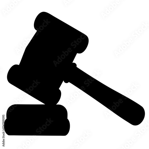 Silhouette of a Gavel Symbolizing Law, Justice, and Legal Proceedings with Sound Block
