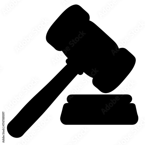 Silhouette of a gavel striking its sound block, symbolising legal proceedings