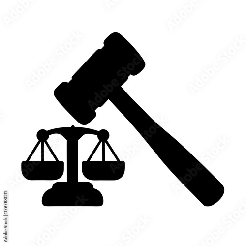 Silhouette of a Gavel Hitting Scales of Justice Symbolizing Legal Authority