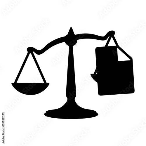 Symbolic balance scales with document illustrating business or financial comparison analysis