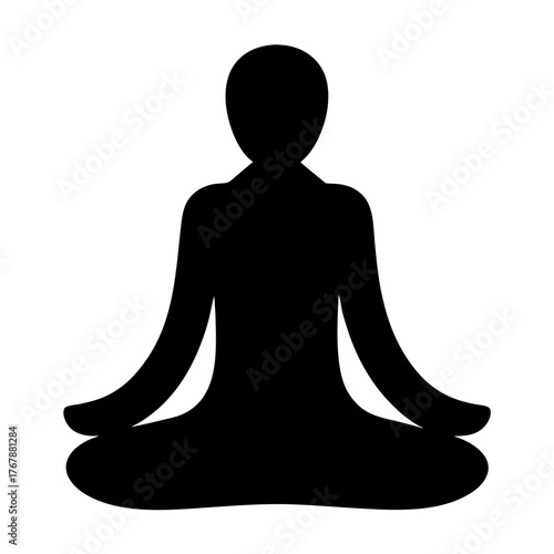 Silhouette of a person in lotus position, meditation and mindfulness practice