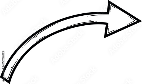 Curved Arrow Icon Direction, Navigation, and Progress. Digital Symbol for Guidance and Movement