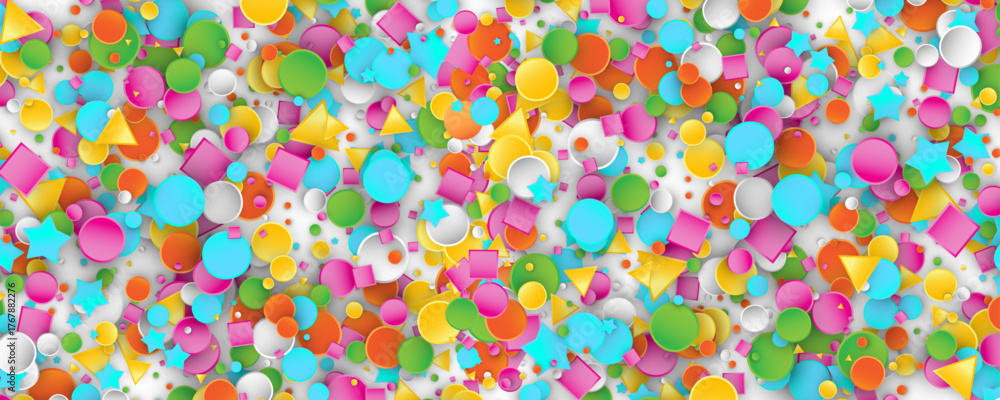 Fototapeta premium Confetti circles isolated. Round paper party confetti pattern