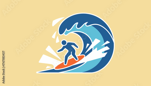 A surfer expertly riding a large wave spray flying in all directions showcasing the thrill and energy of beach sports.