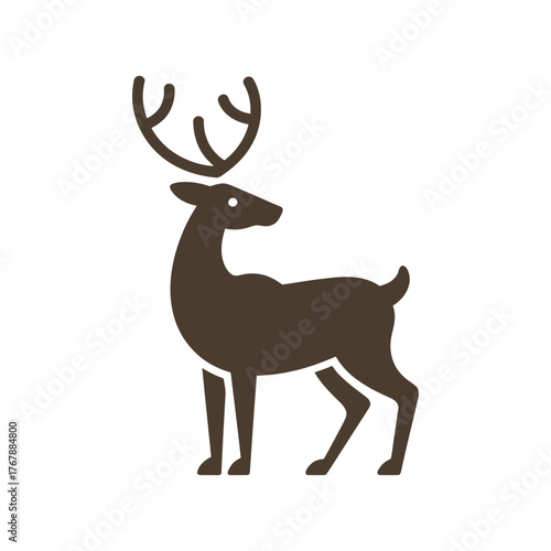 Reindeer Icon on White Background Vector Art Illustration on white background.