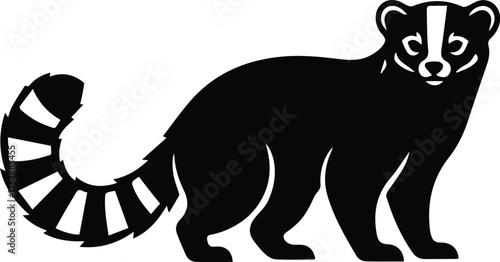 Ringtail Vector Silhouette Wildlife Animal Graphic Design Illustration